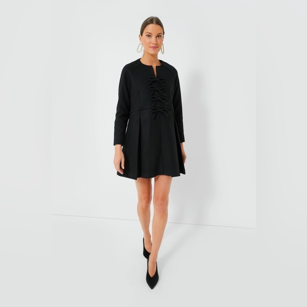 NWT Tuckernuck Black Blair Bow Coat Dress Sz XS - Picture 2 of 11